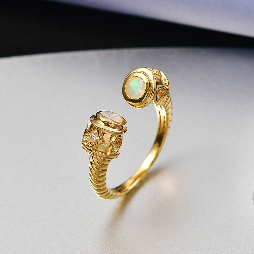 D'Joy Faceted Ethiopian Opal & Yellow Sapphire Ring in Yellow Gold Plated Sterling Silver._8419423_1