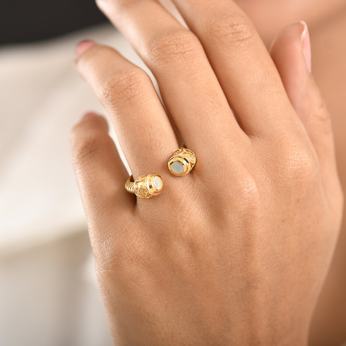 D'Joy Faceted Ethiopian Opal &amp; Yellow Sapphire Ring in Yellow Gold Plated Sterling Silver. 8419423 3
