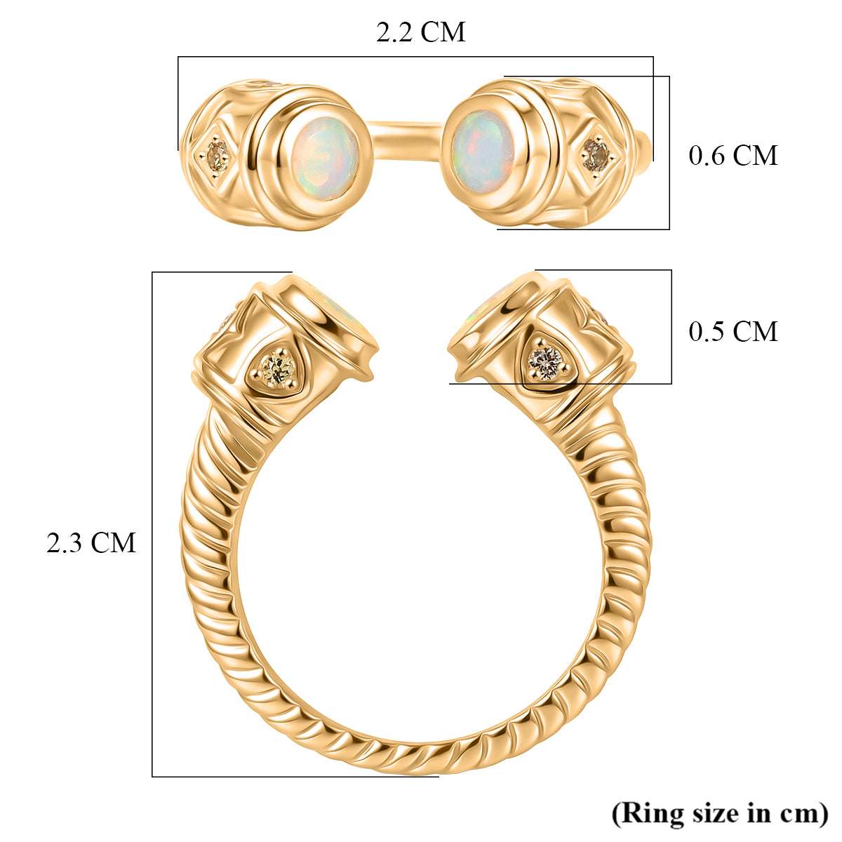 D'Joy Faceted Ethiopian Opal &amp; Yellow Sapphire Ring in Yellow Gold Plated Sterling Silver. 8419423 6