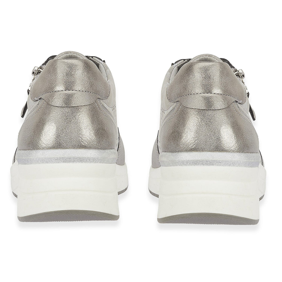 Shoreditch Womens Metallic Wedge Lace Up Sneakers With Side Zip (Size 5) - Pewter V32574917 2