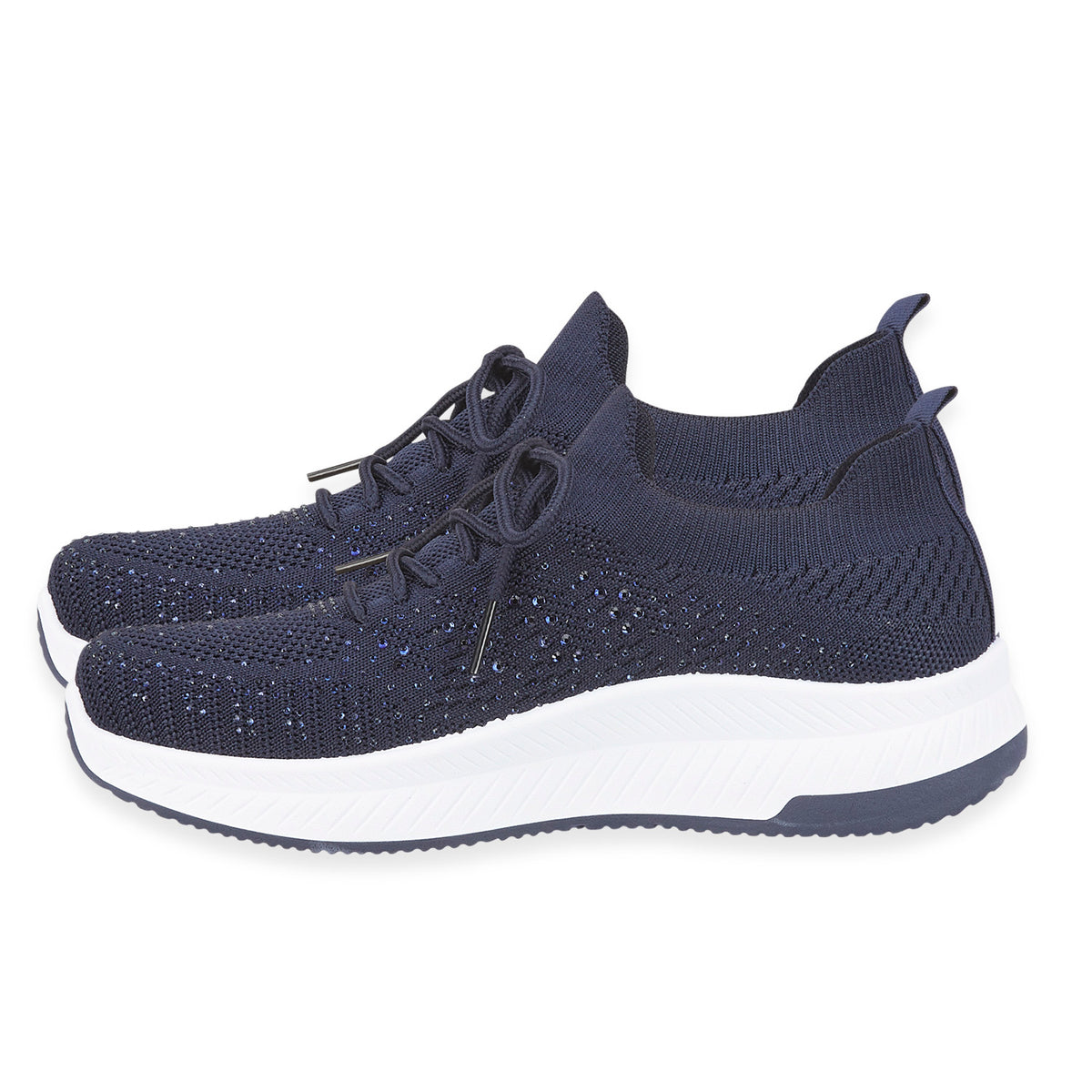 Calypso Light Weight Lace Up Trainer With Diamante Detailing (Size 7) - Navy V32512565 1