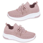 Calypso Light Weight Lace Up Trainer With Diamante Detailing (Size 4) - Pink_8419513