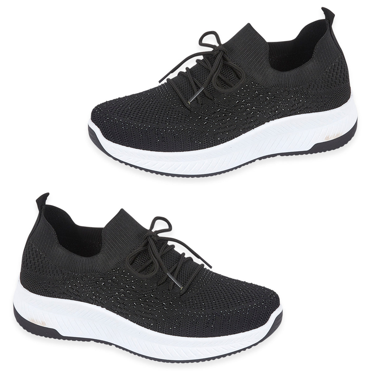 Calypso Light Weight Lace Up Trainer With Diamante Detailing (Size 5) - Black V32512640 0