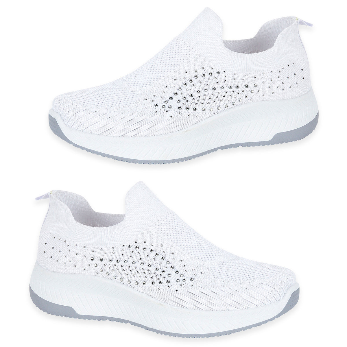Negroni Ladies Lightweight Slip On Leisure Shoe With Decorative Diamantes (Size 8) - White V32515886 0