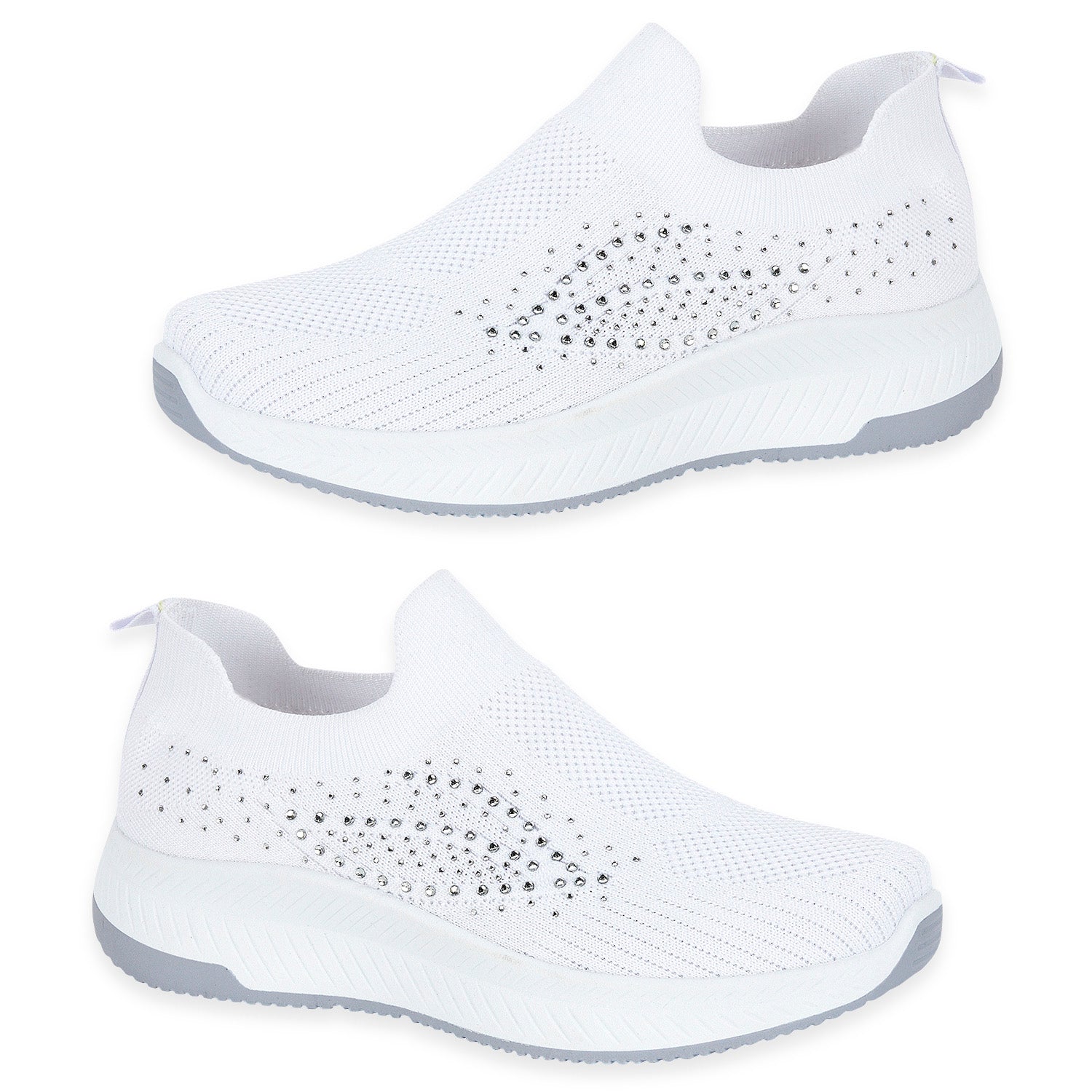 Negroni Ladies Lightweight Slip On Leisure Shoe With Decorative Diamantes (Size 8) - White V32515886 0