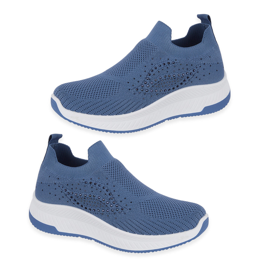 Negroni Ladies Lightweight Slip On Leisure Shoe With Decorative Diamantes (Size 6) - Denim_8419604