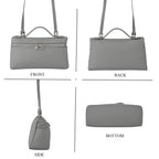 Genuine Leather Designer Minimalist Zipper Crossbody Top Handle Box Bag - Light Grey_8419653_4
