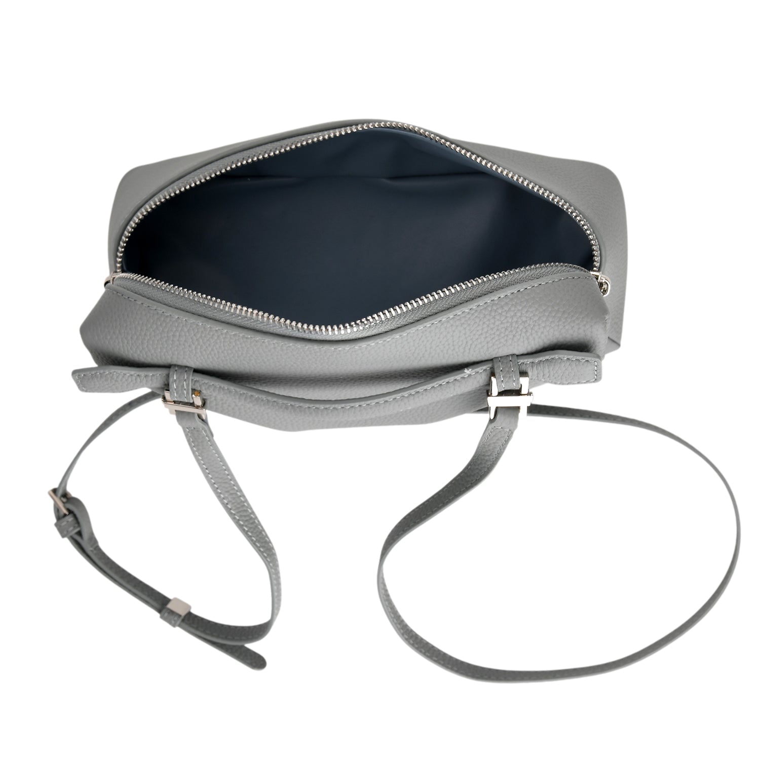 Genuine Leather Designer Minimalist Zipper Crossbody Top Handle Box Bag - Light Grey V32520228 6