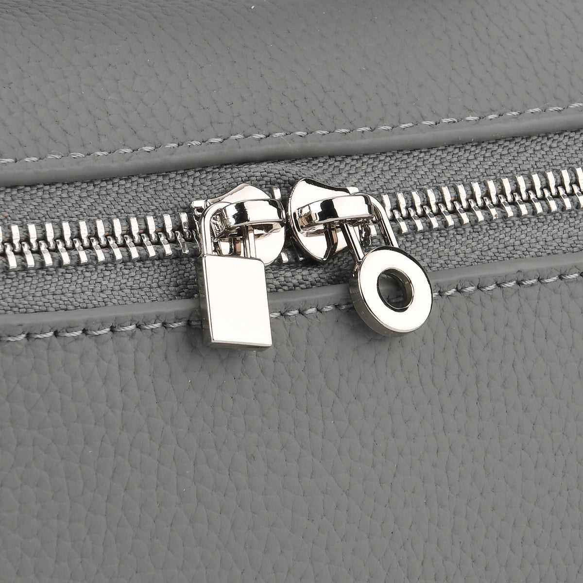 Genuine Leather Designer Minimalist Zipper Crossbody Top Handle Box Bag - Light Grey V32520228 7