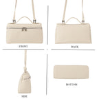Genuine Leather Designer Minimalist Zipper Crossbody Top Handle Box Bag - Off White_8419654_4