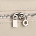Genuine Leather Designer Minimalist Zipper Crossbody Top Handle Box Bag - Off White_8419654_6