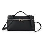 Genuine Leather Designer Minimalist Zipper Crossbody Top Handle Box Bag - Black_8419655