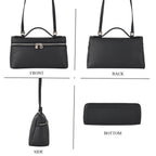Genuine Leather Designer Minimalist Zipper Crossbody Top Handle Box Bag - Black_8419655_4