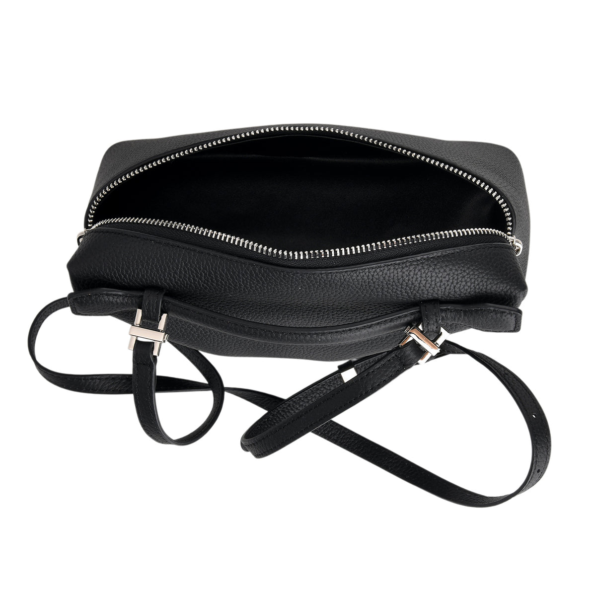 Genuine Leather Designer Minimalist Zipper Crossbody Top Handle Box Bag - Black V32521081 6
