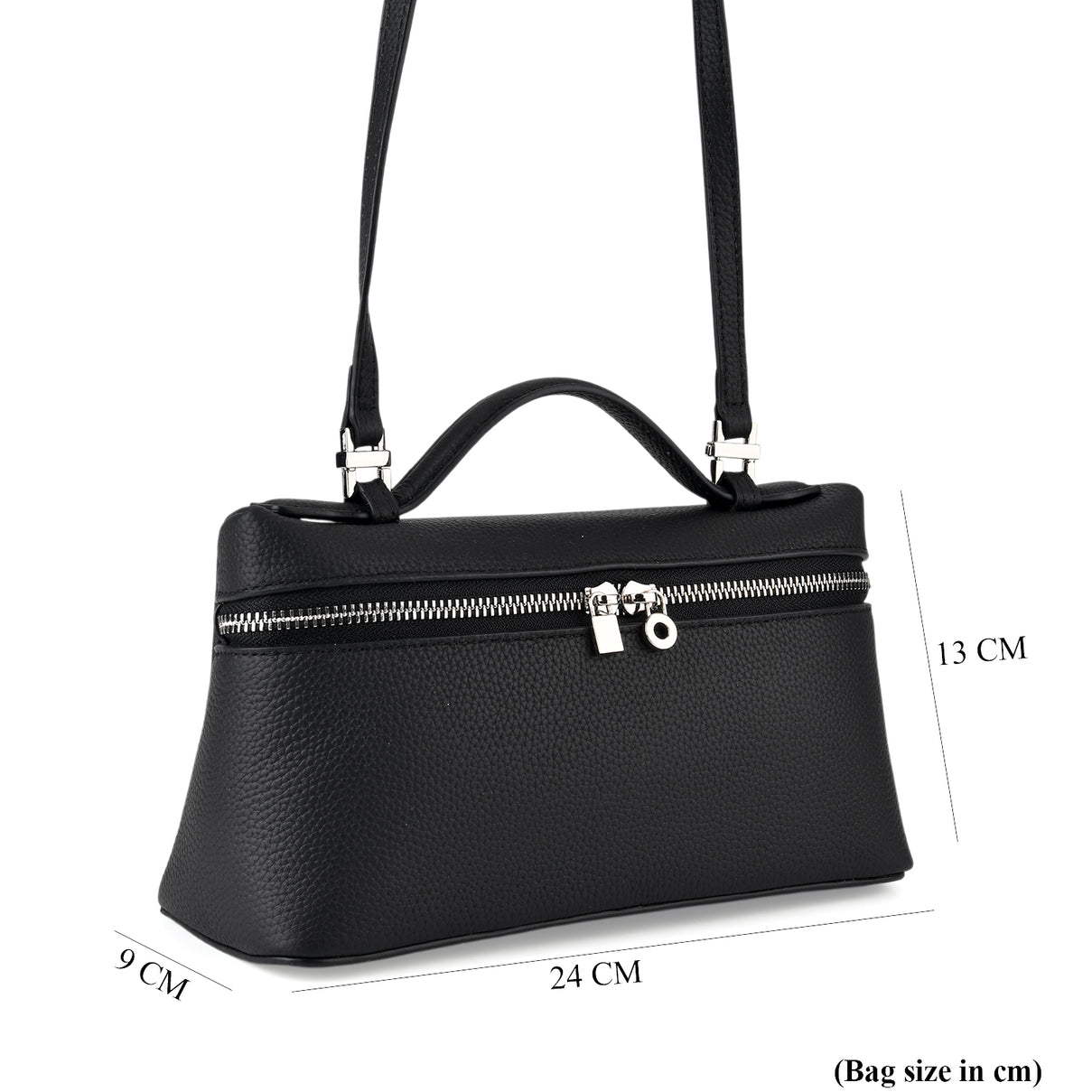 Genuine Leather Designer Minimalist Zipper Crossbody Top Handle Box Bag - Black V32521081 8