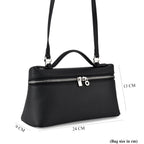 Genuine Leather Designer Minimalist Zipper Crossbody Top Handle Box Bag - Black_8419655_7