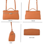 Genuine Leather Designer Minimalist Zipper Crossbody Top Handle Box Bag - Tan_8419657_4