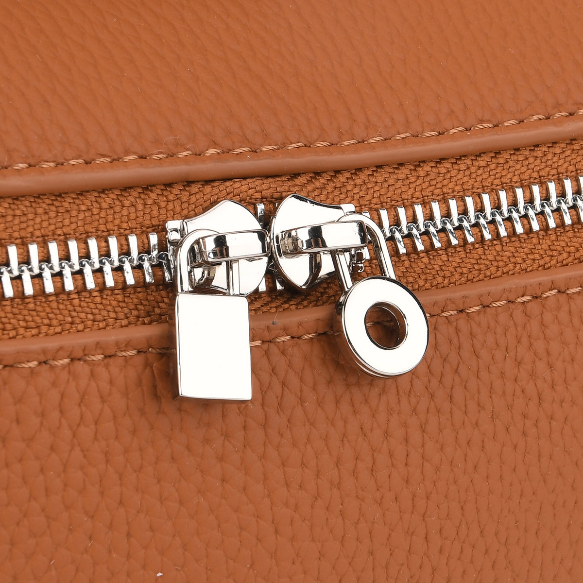Genuine Leather Designer Minimalist Zipper Crossbody Top Handle Box Bag - Tan V32519465 7