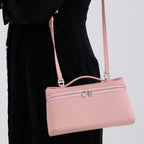 Genuine Leather Designer Minimalist Zipper Crossbody Top Handle Box Bag - Light Pink_8419658_3