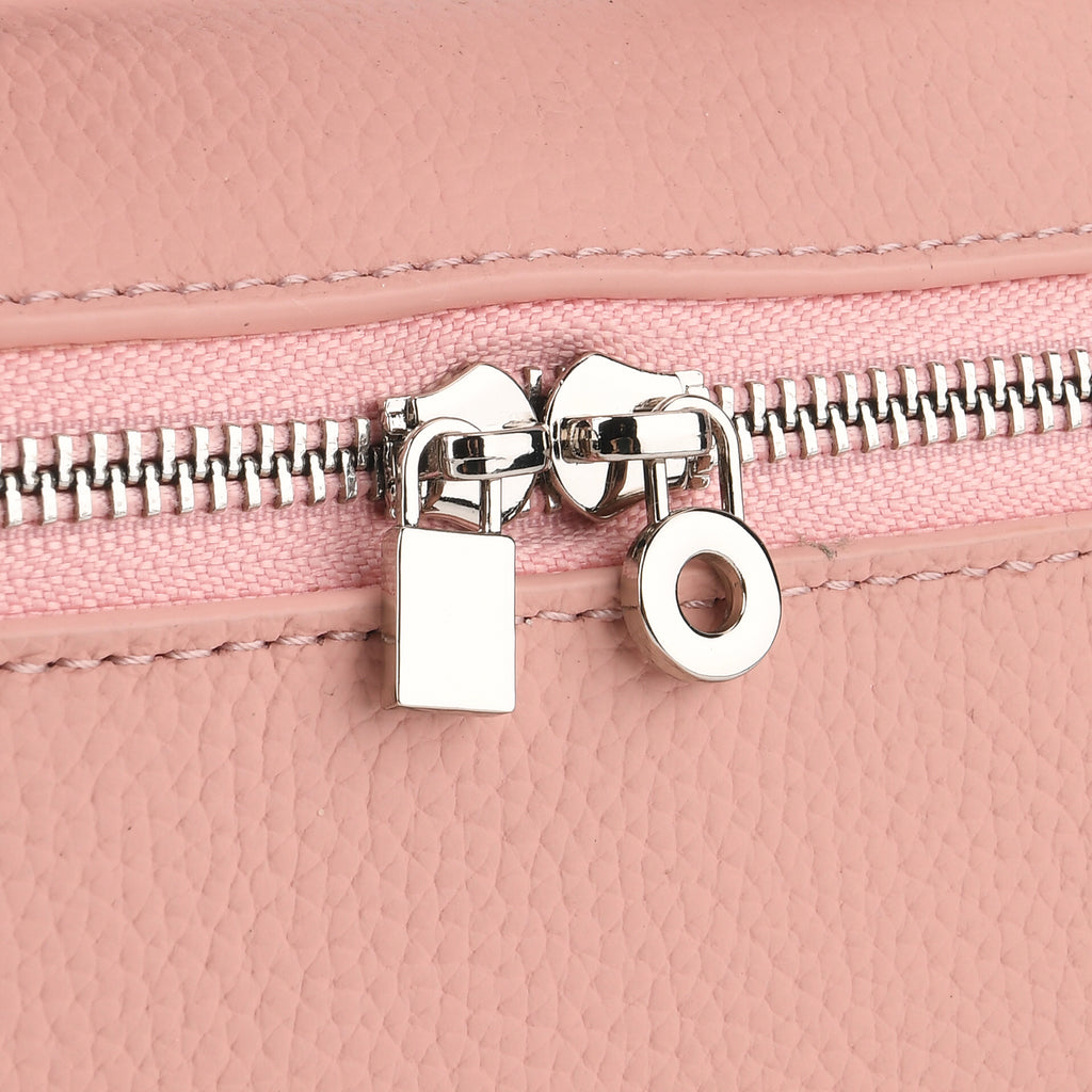 Genuine Leather Designer Minimalist Zipper Crossbody Top Handle Box Bag - Light Pink_8419658_6