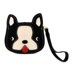 Genuine Leather RFID- Blocking Boston Terrier Wallet with Clasp - Black_8419841
