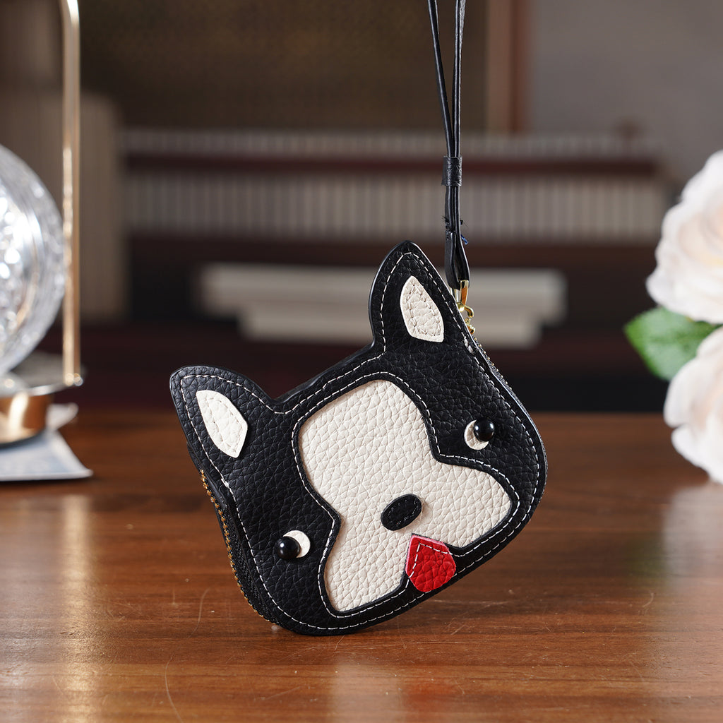 Genuine Leather RFID- Blocking Boston Terrier Wallet with Clasp - Black_8419841_1
