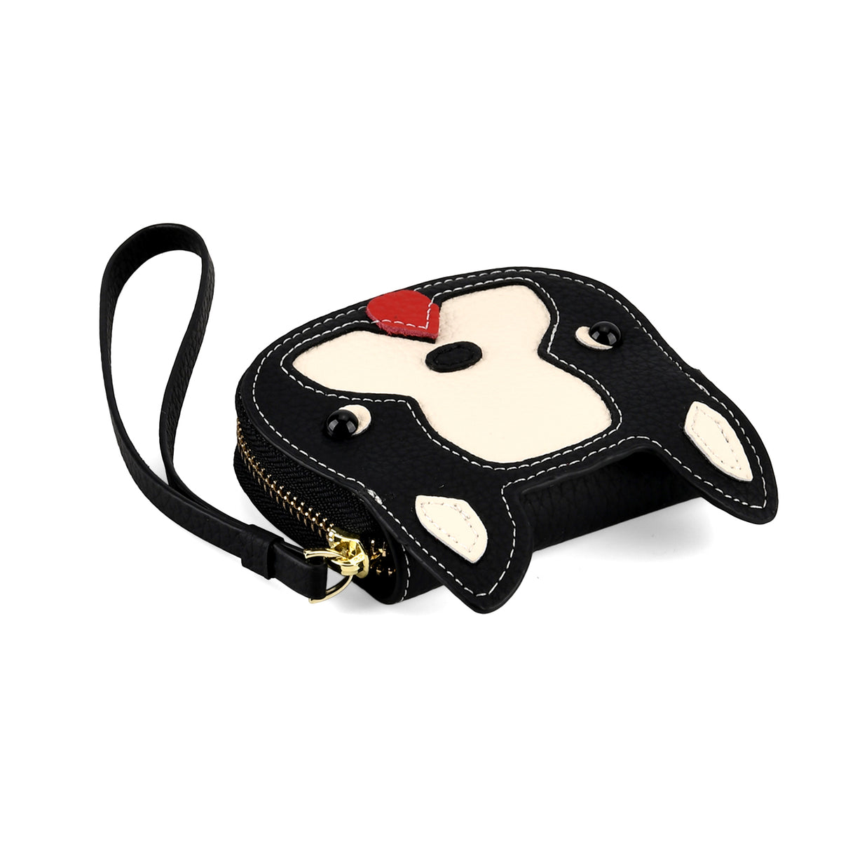 Genuine Leather RFID- Blocking Boston Terrier Wallet with Clasp - Black V32515271 7