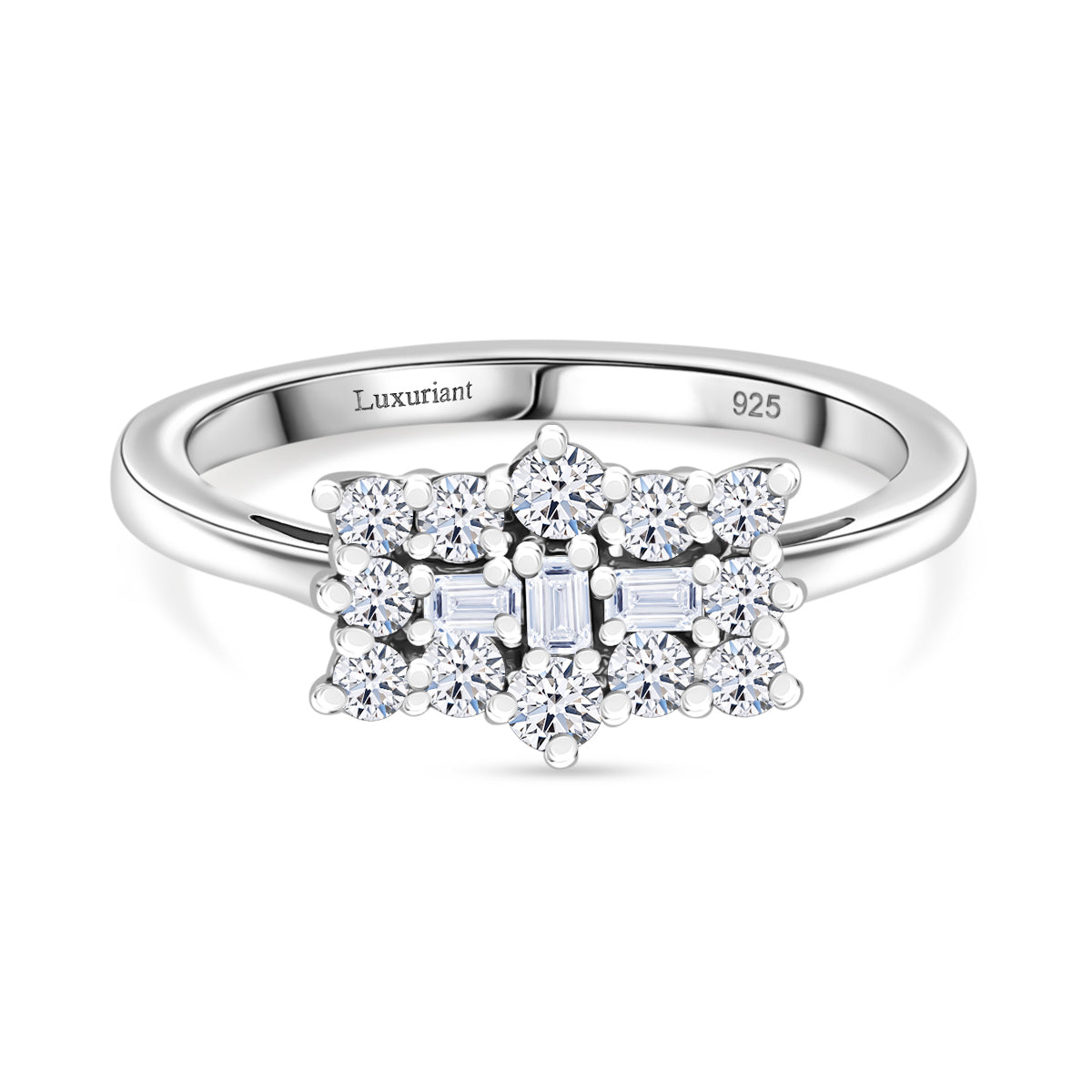 D'Joy - Moissanite Boat Ring in Platinum Overlay Sterling Silver V32528549 0