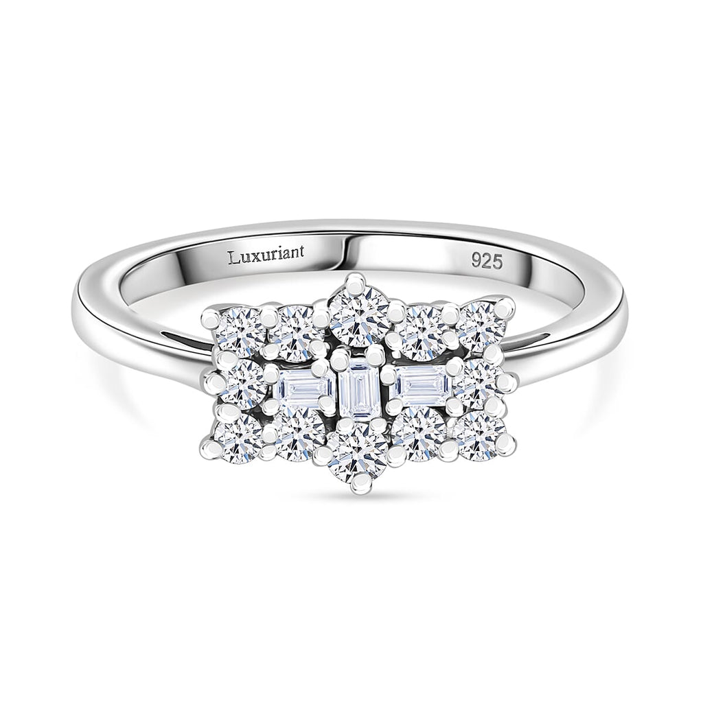 D'Joy - Moissanite Boat Ring in Platinum Overlay Sterling Silver_8419893