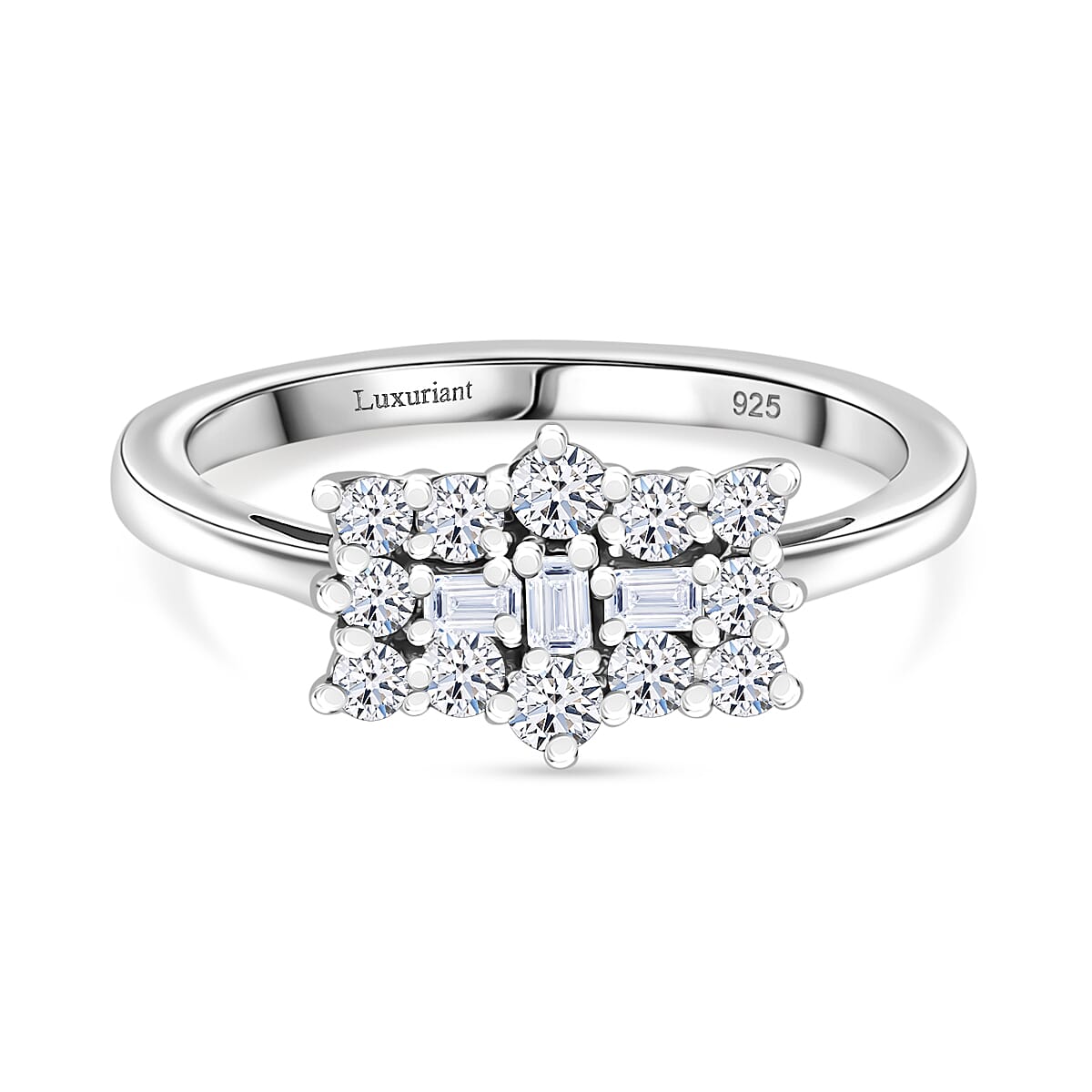 D'Joy - Moissanite Boat Ring in Platinum Overlay Sterling Silver V32519057 0
