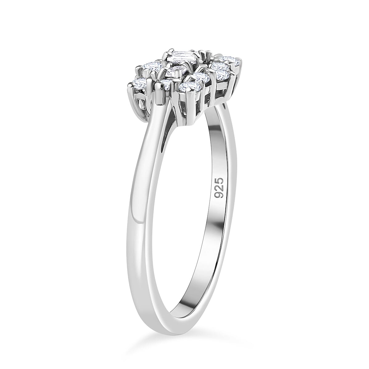 D'Joy - Moissanite Boat Ring in Platinum Overlay Sterling Silver V32519057 4