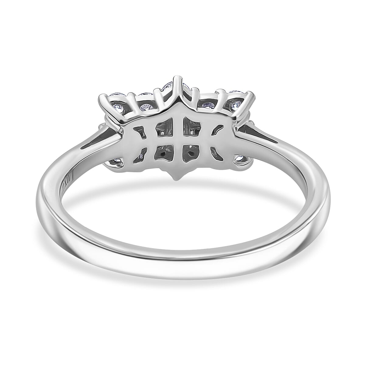 D'Joy - Moissanite Boat Ring in Platinum Overlay Sterling Silver V32519057 5