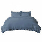 Bolongaro & Trevor Co Ltd - 100% Cotton Ruffle Duvet Cover 3 Piece Set (Double) - Navy_8420114