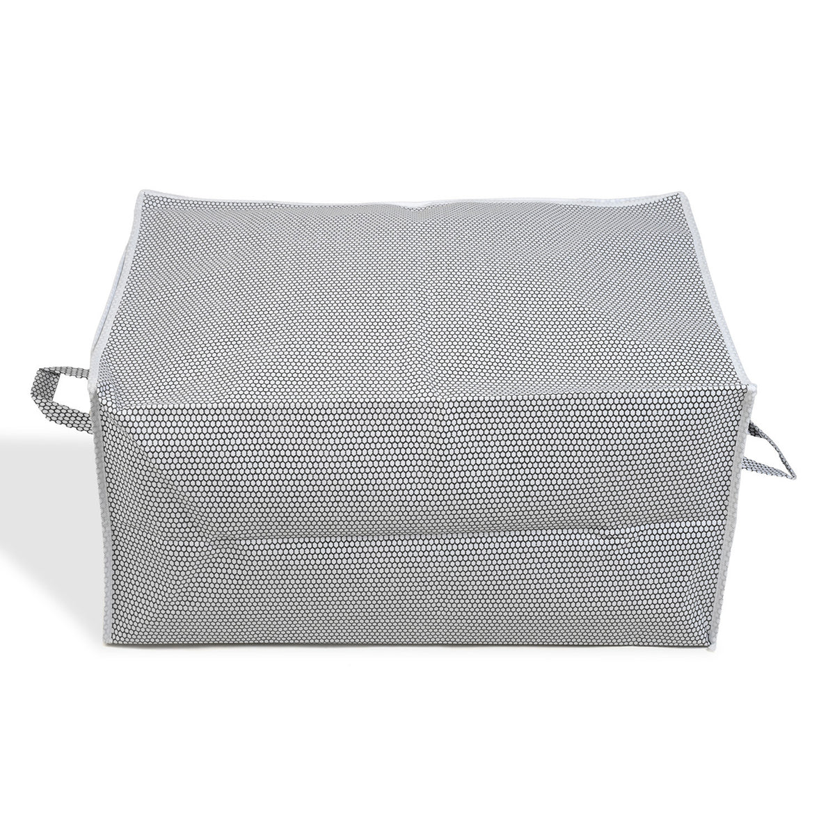Set of 3 Non-Woven Fabric Printed Storage Organisers with Clear Window &amp; Handle - Grey &amp; White 8420255 5
