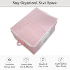 Set of 3 Non-Woven Fabric Storage Organisers with Clear Window & Handle - Pink & White_8420257_3