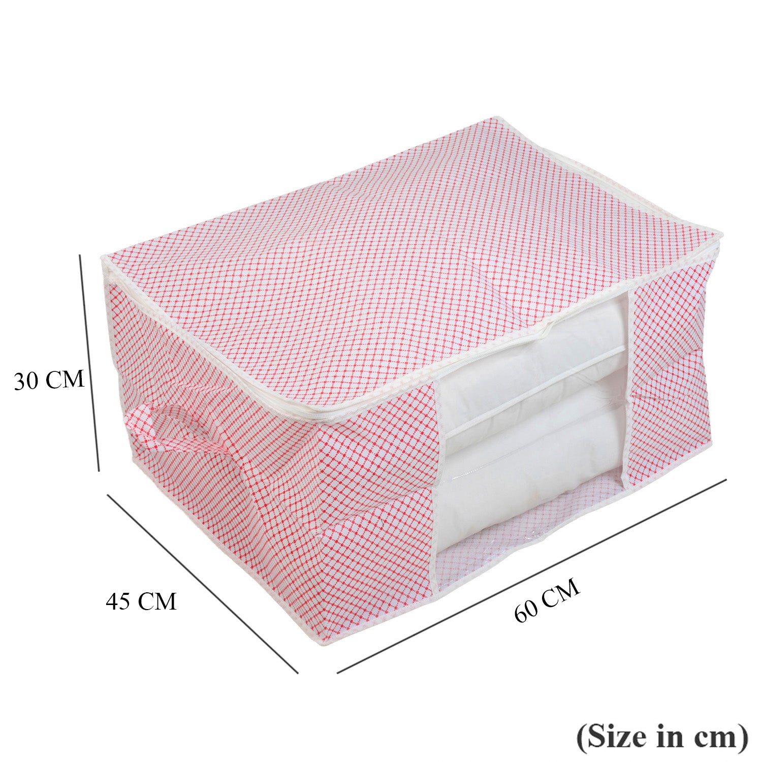 Set of 3 Non-Woven Fabric Storage Organisers with Clear Window &amp; Handle - Pink &amp; White V32491772 8