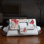 Floral Embroidered Crossbody Bag - White_8420298_1