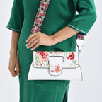 Floral Embroidered Crossbody Bag - White_8420298_3