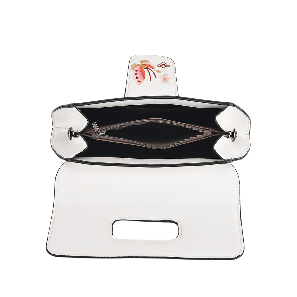 Floral Embroidered Crossbody Bag - White_8420298_5