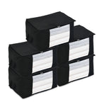 Livmore Set of 5 Non-Woven Fabric Storage Bags with Clear Window (56 x 30 x 41 cm) - Black_8420489
