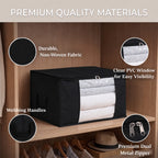 Livmore Set of 5 Non-Woven Fabric Storage Bags with Clear Window (56 x 30 x 41 cm) - Black_8420489_1