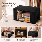 Livmore Set of 5 Non-Woven Fabric Storage Bags with Clear Window (56 x 30 x 41 cm) - Black_8420489_3