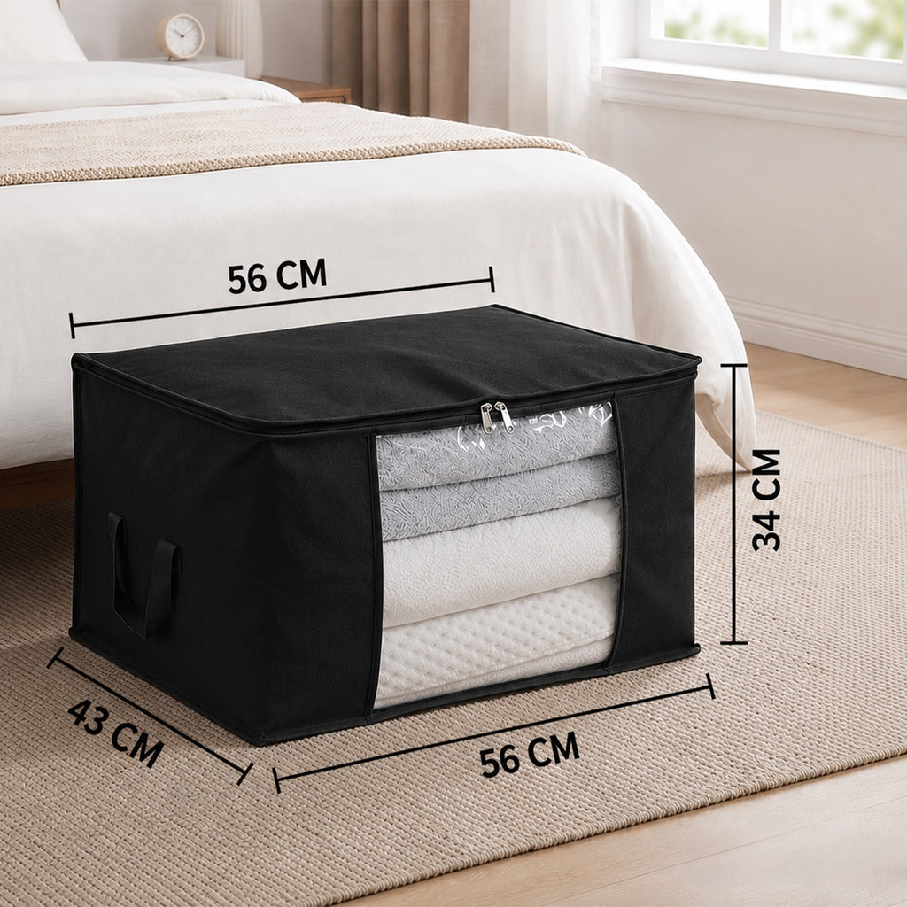 Livmore Set of 5 Non-Woven Fabric Storage Bags with Clear Window (56 x 30 x 41 cm) - Black_8420489_5