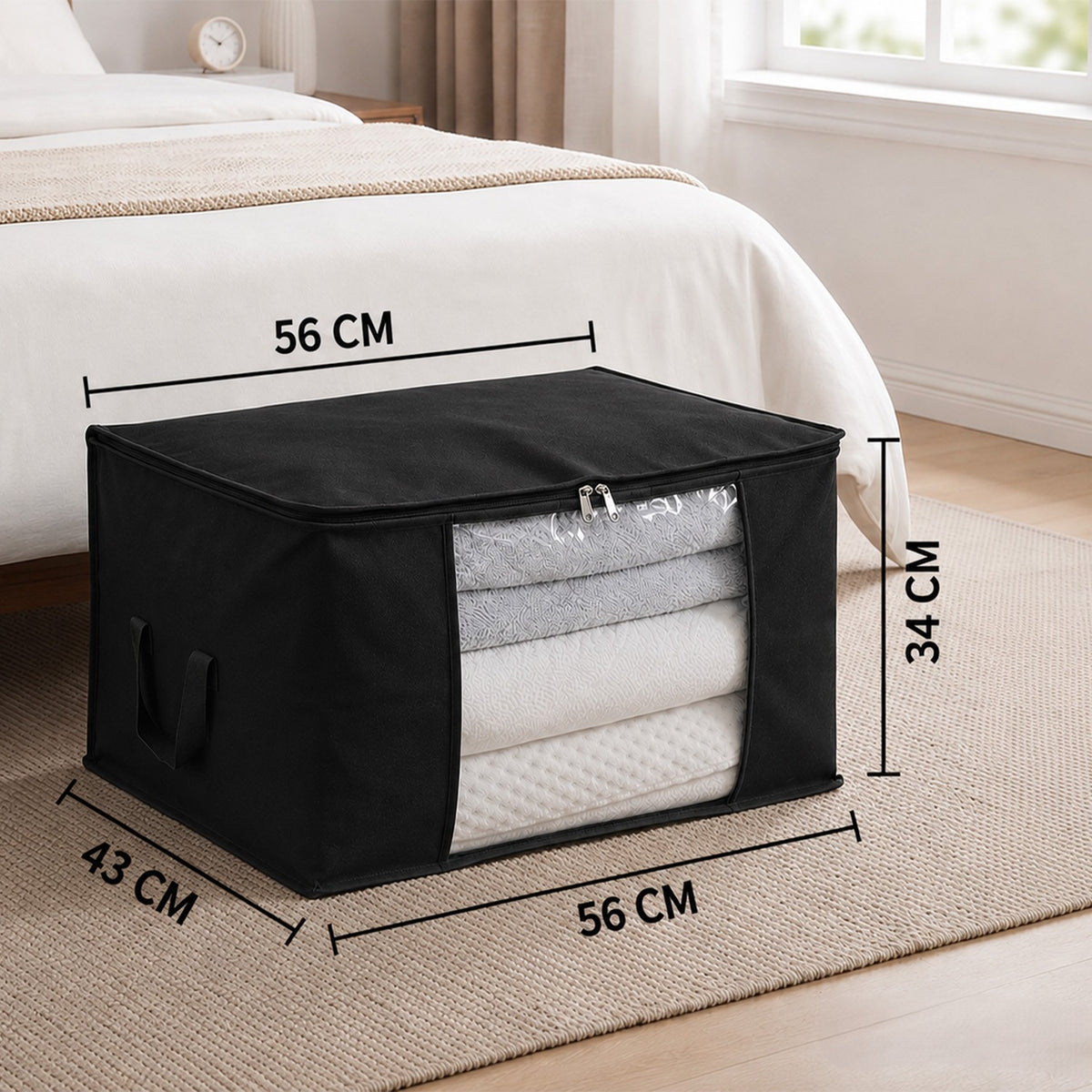 Livmore Set of 5 Non-Woven Fabric Storage Bags with Clear Window (56 x 30 x 41 cm) - Black V32514136 6