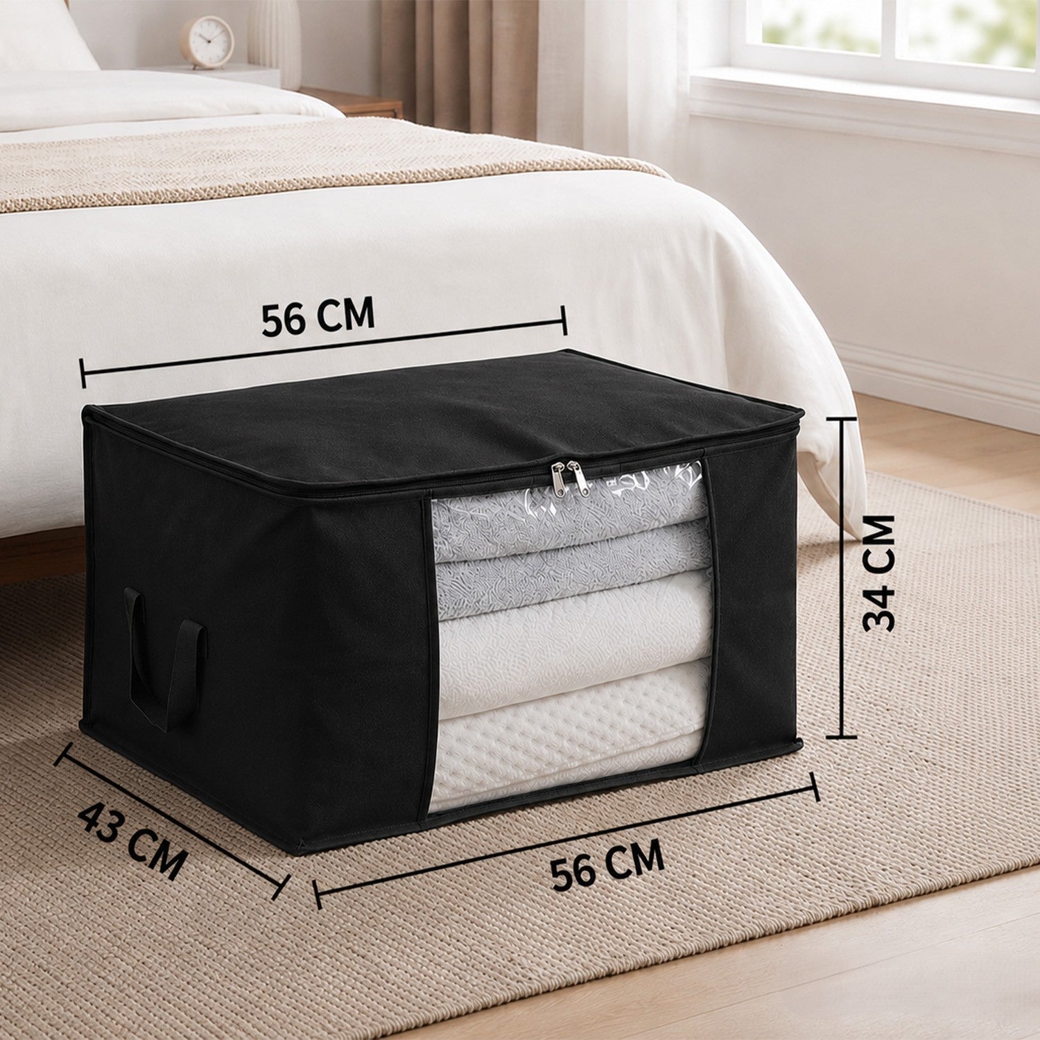 Livmore Set of 5 Non-Woven Fabric Storage Bags with Clear Window (56 x 30 x 41 cm) - Black V32514136 6