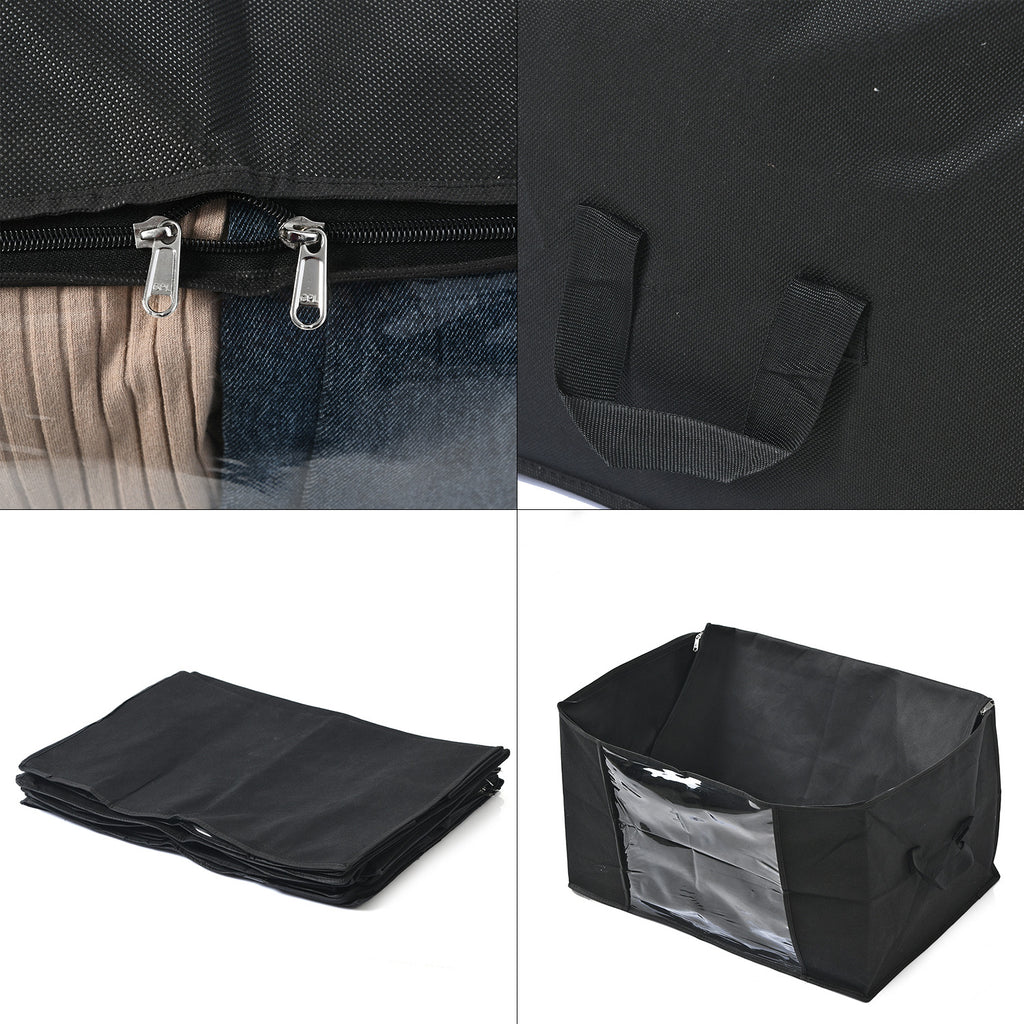 Livmore Set of 5 Non-Woven Fabric Storage Bags with Clear Window (56 x 30 x 41 cm) - Black_8420489_6