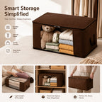 Livmore Set of 5 Non-Woven Fabric Storage Bags with Clear Window (56 x 30 x 41 cm) - Brown_8420490_3