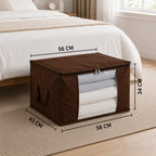 Livmore Set of 5 Non-Woven Fabric Storage Bags with Clear Window (56 x 30 x 41 cm) - Brown_8420490_5