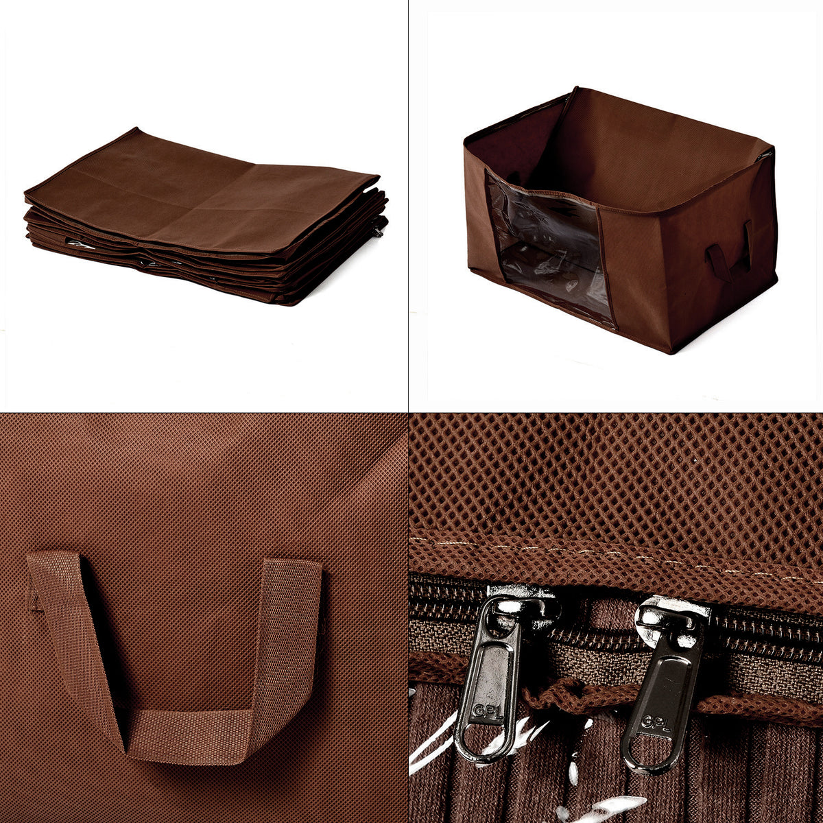 Livmore Set of 5 Non-Woven Fabric Storage Bags with Clear Window (56 x 30 x 41 cm) - Brown V32514124 7