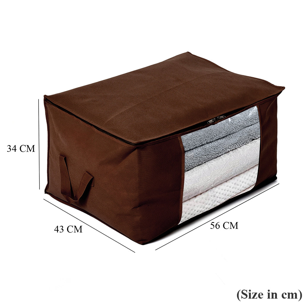 Livmore Set of 5 Non-Woven Fabric Storage Bags with Clear Window (56 x 30 x 41 cm) - Brown_8420490_7